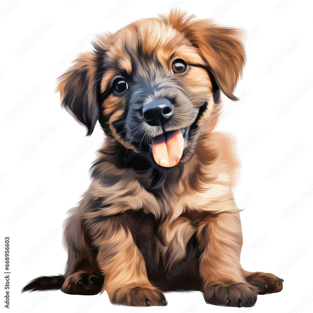 Watercolor Happy Smiling Dog 