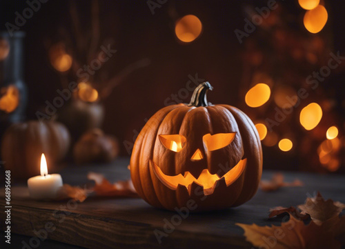 Pumpkin candle. Autumn decor. Halloween © Лена Шевчук