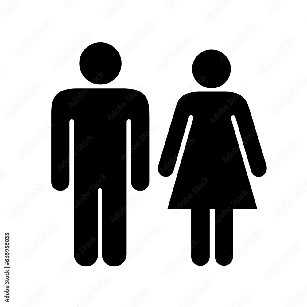 A large man with woman symbol in the center. Isolated black symbol A large man with woman symbol in the center. Isolated black symbol