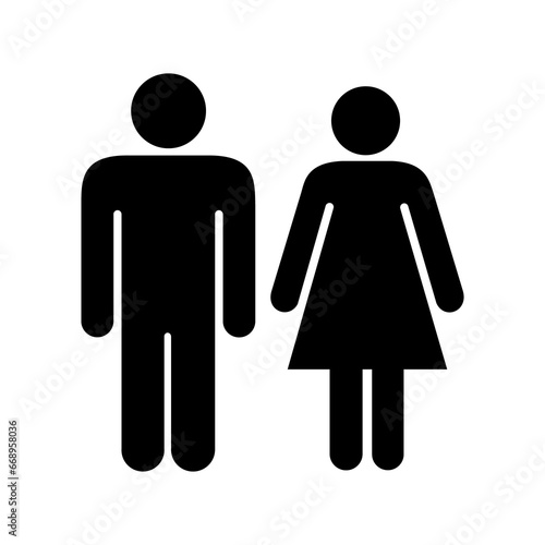 A large man with woman symbol in the center. Isolated black symbol