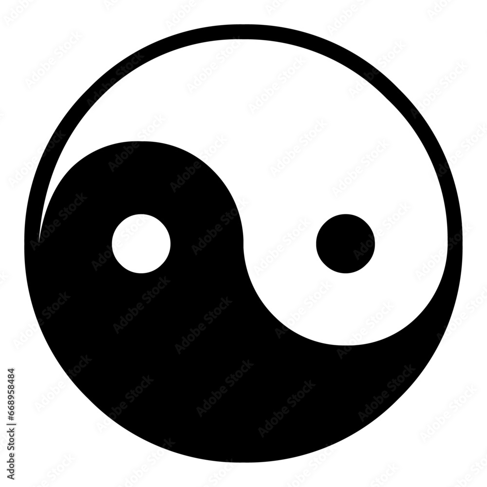 A large yin yang symbol in the center. Isolated black symbol A large yin yang symbol in the center. Isolated black symbol