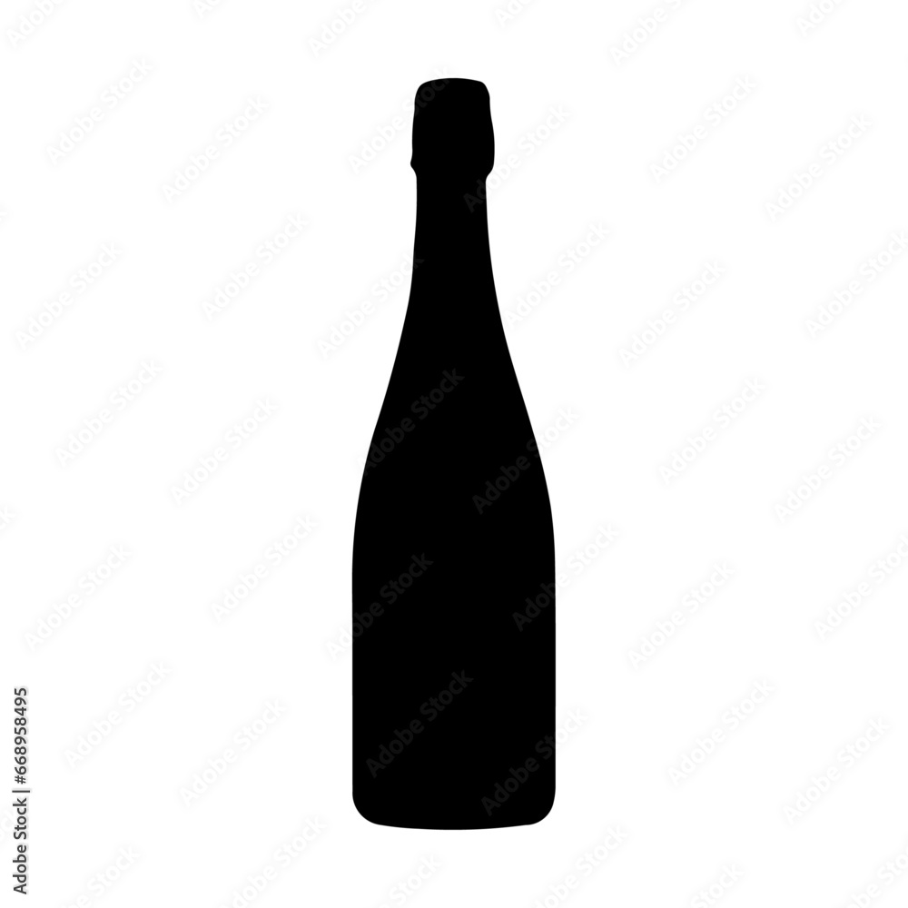 A large champagne symbol in the center. Isolated black symbol A large champagne symbol in the center. Isolated black symbol
