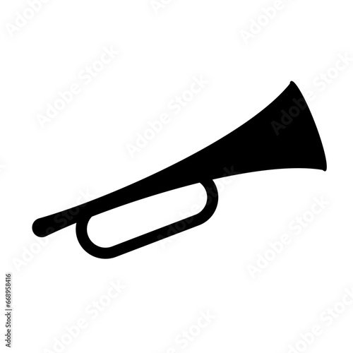 A large trumpet symbol in the center. Isolated black symbol