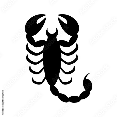 A large scorpio symbol in the center. Isolated black symbol © Alexey