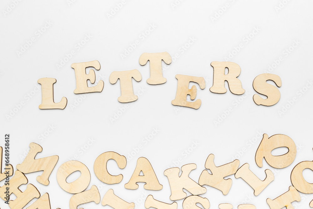 Scattered letters and lettering letters on a white background. Scattered letters and lettering letters on a white background.