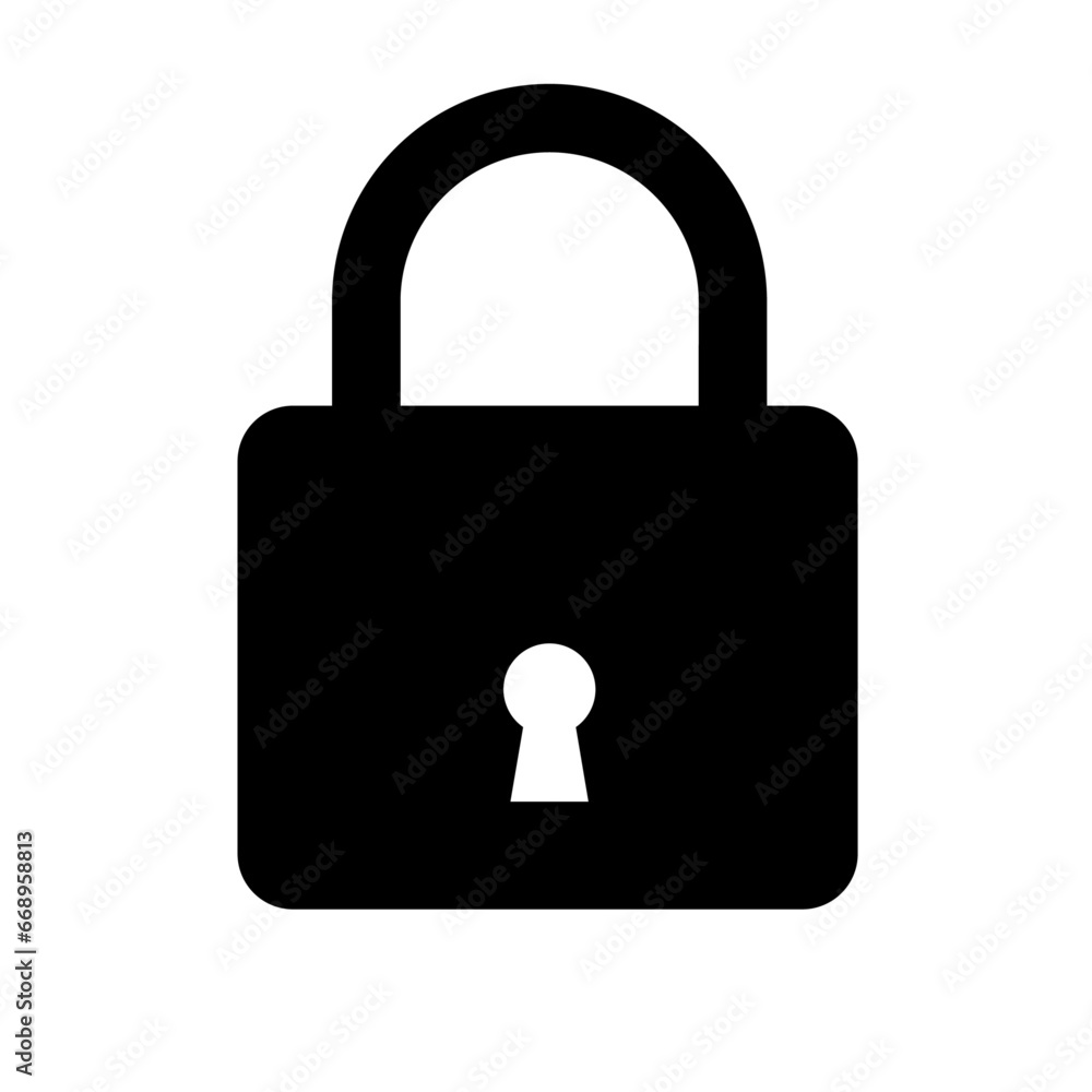 A large padlock symbol in the center. Isolated black symbol A large padlock symbol in the center. Isolated black symbol