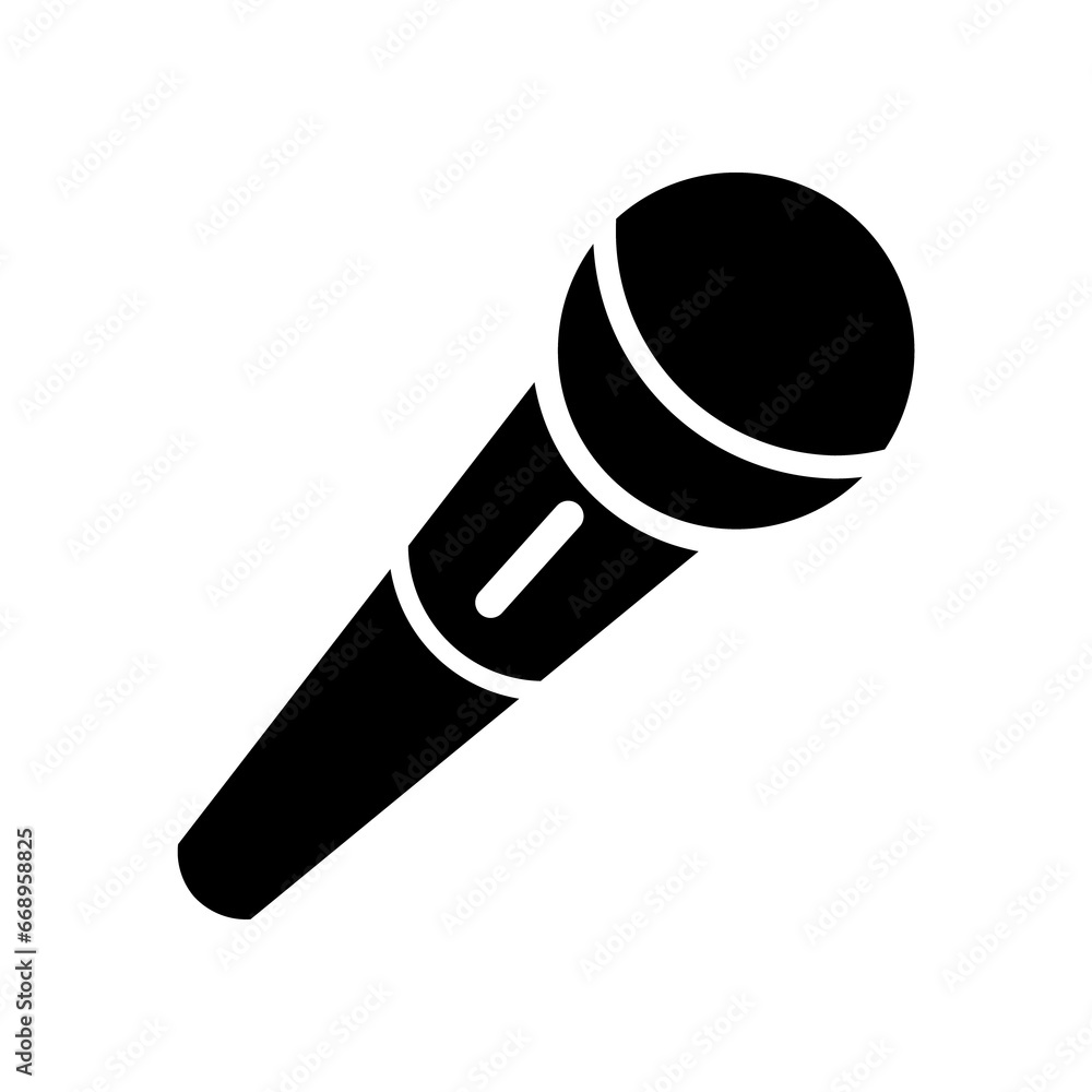 A large microphone symbol in the center. Isolated black symbol A large microphone symbol in the center. Isolated black symbol