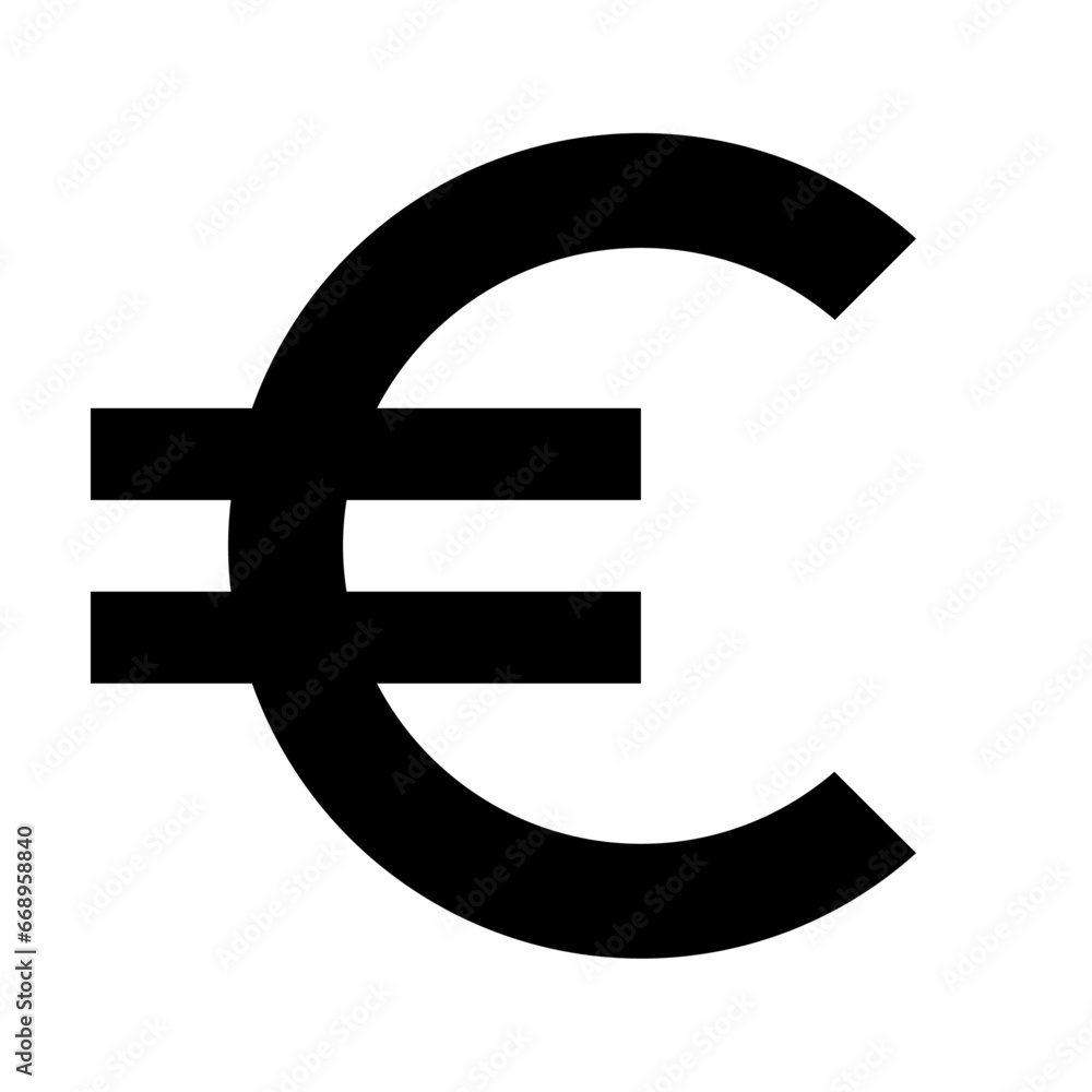 A large euro symbol in the center. Isolated black symbol A large euro symbol in the center. Isolated black symbol