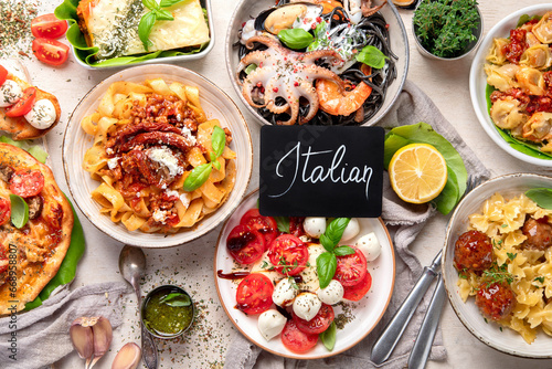 Traditional italian cuisine concept. Mideterranean diet high appein vitamin and antioxidants.