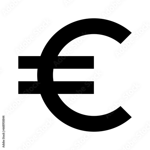 A large euro symbol in the center. Isolated black symbol