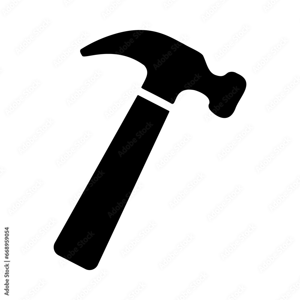A large hammer symbol in the center. Isolated black symbol A large hammer symbol in the center. Isolated black symbol