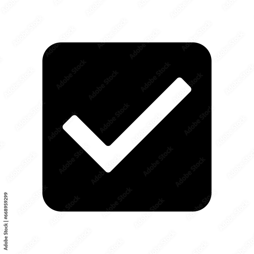 A large checkbox symbol in the center. Isolated black symbol A large checkbox symbol in the center. Isolated black symbol