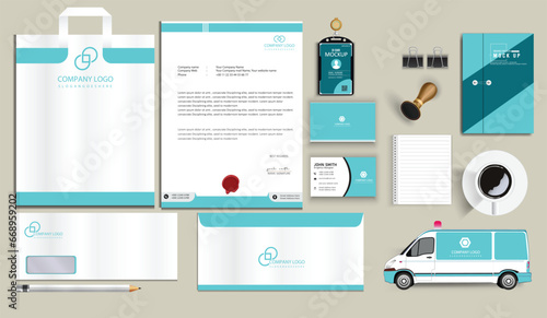 stylish business stationery items set with Vector Design 