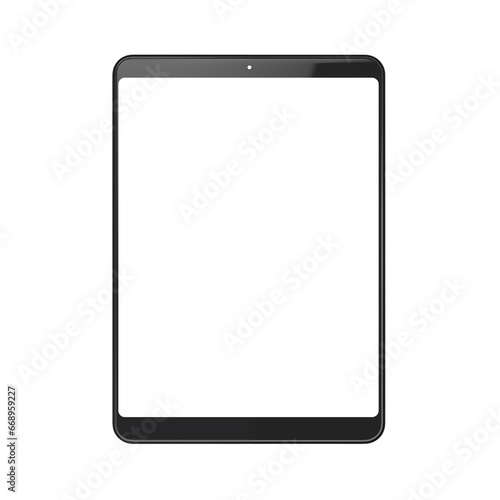 minimalistic modern tablet with blank screen on white background;