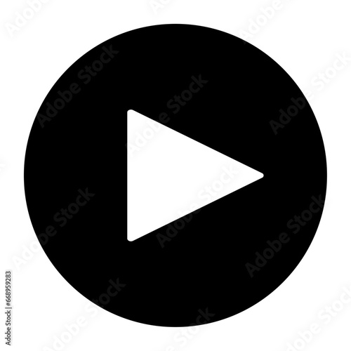 A large play symbol in the center. Isolated black symbol