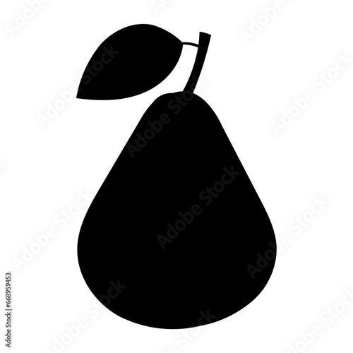 A large pear symbol in the center. Isolated black symbol