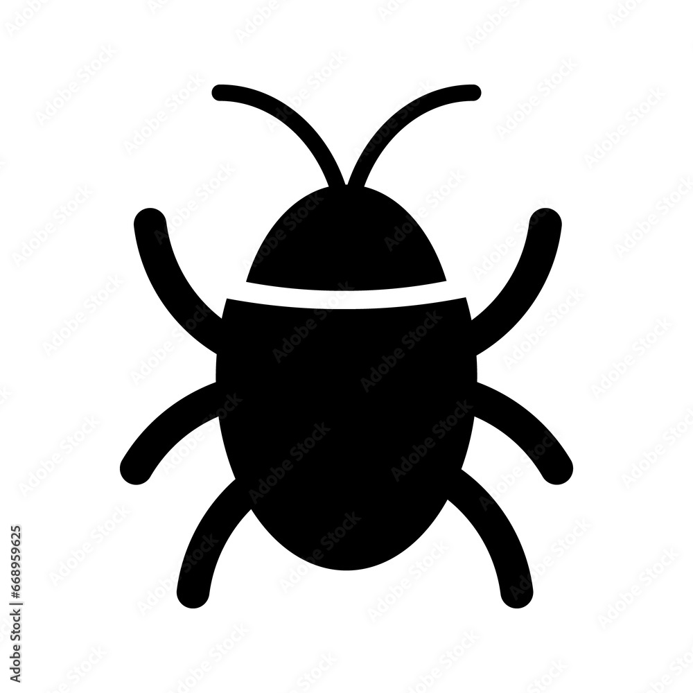 A large bug symbol in the center. Isolated black symbol A large bug symbol in the center. Isolated black symbol
