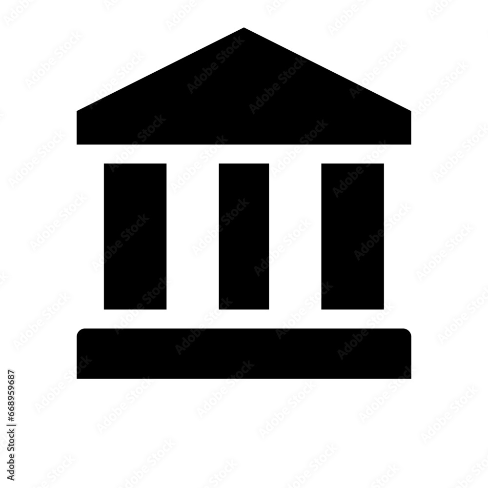 A large bank symbol in the center. Isolated black symbol A large bank symbol in the center. Isolated black symbol