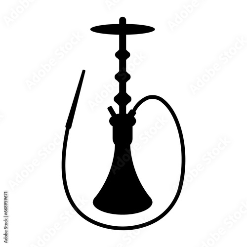 A large hookah symbol in the center. Isolated black symbol