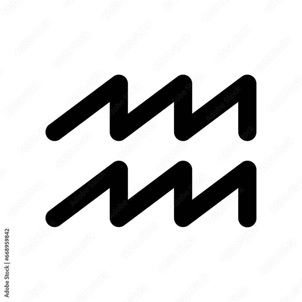 A large zodiac aquarius symbol in the center. Isolated black symbol A large zodiac aquarius symbol in the center. Isolated black symbol