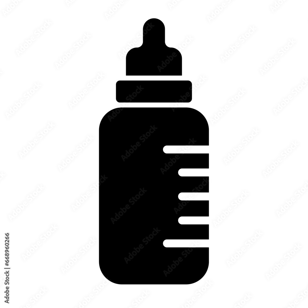 A large feeding bottle symbol in the center. Isolated black symbol A large feeding bottle symbol in the center. Isolated black symbol