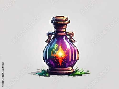 potion in a bottle, pixel art. AI generated