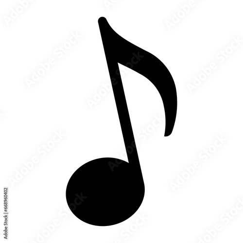 A large musical note symbol in the center. Isolated black symbol