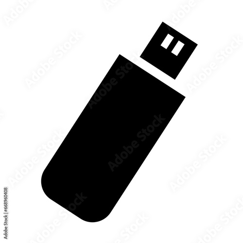 A large flash drive in the center. Isolated black symbol