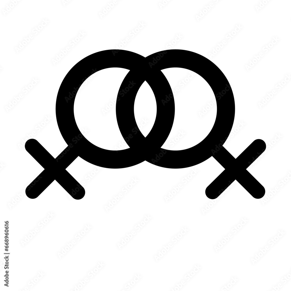 A large lesbian symbol in the center. Isolated black symbol A large lesbian symbol in the center. Isolated black symbol