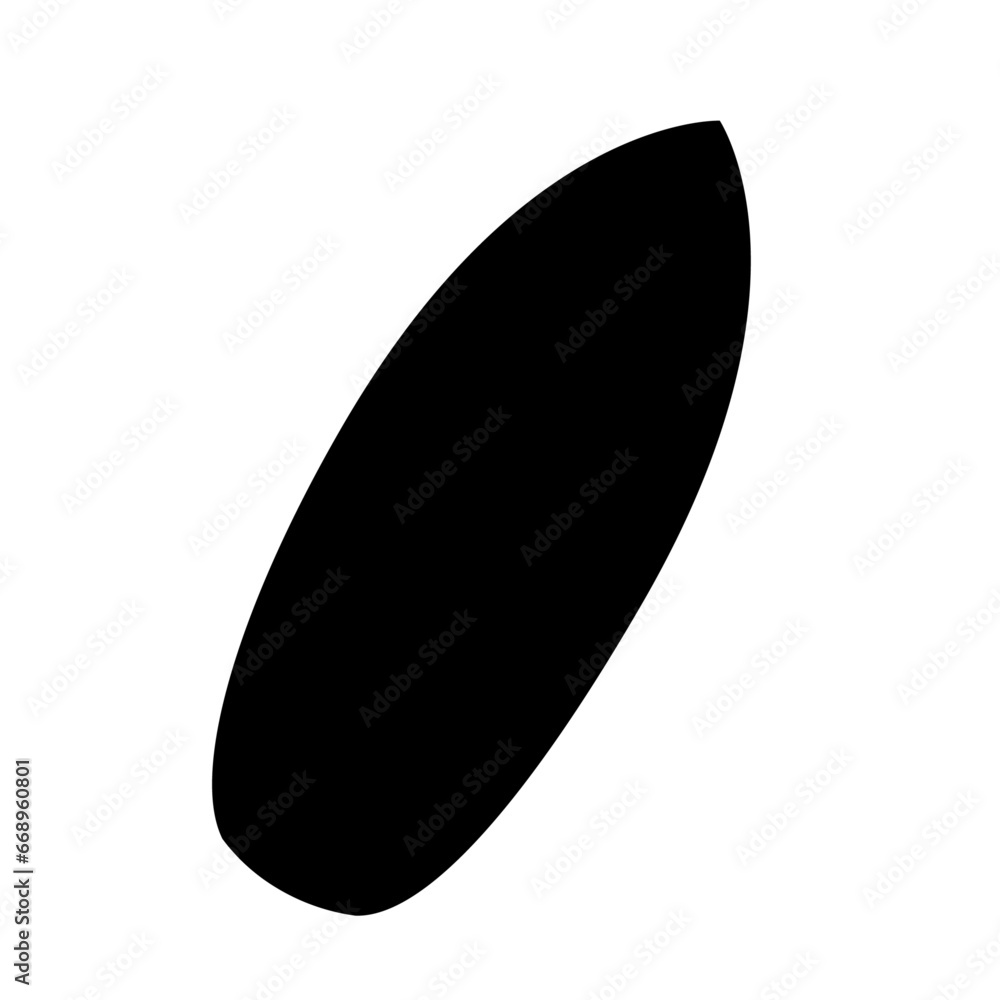 A large surf board symbol in the center. Isolated black symbol