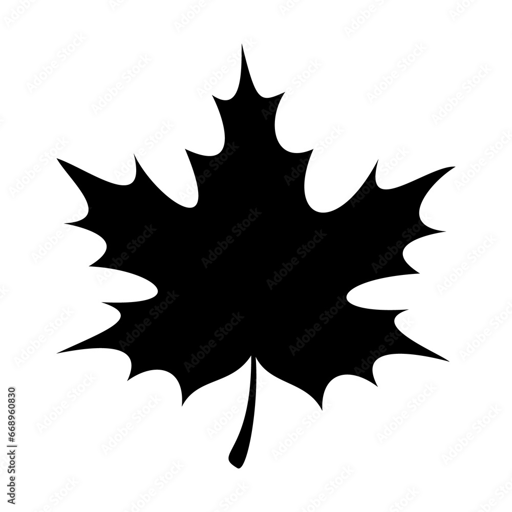 A large maple leaf in the center. Isolated black symbol A large maple leaf in the center. Isolated black symbol