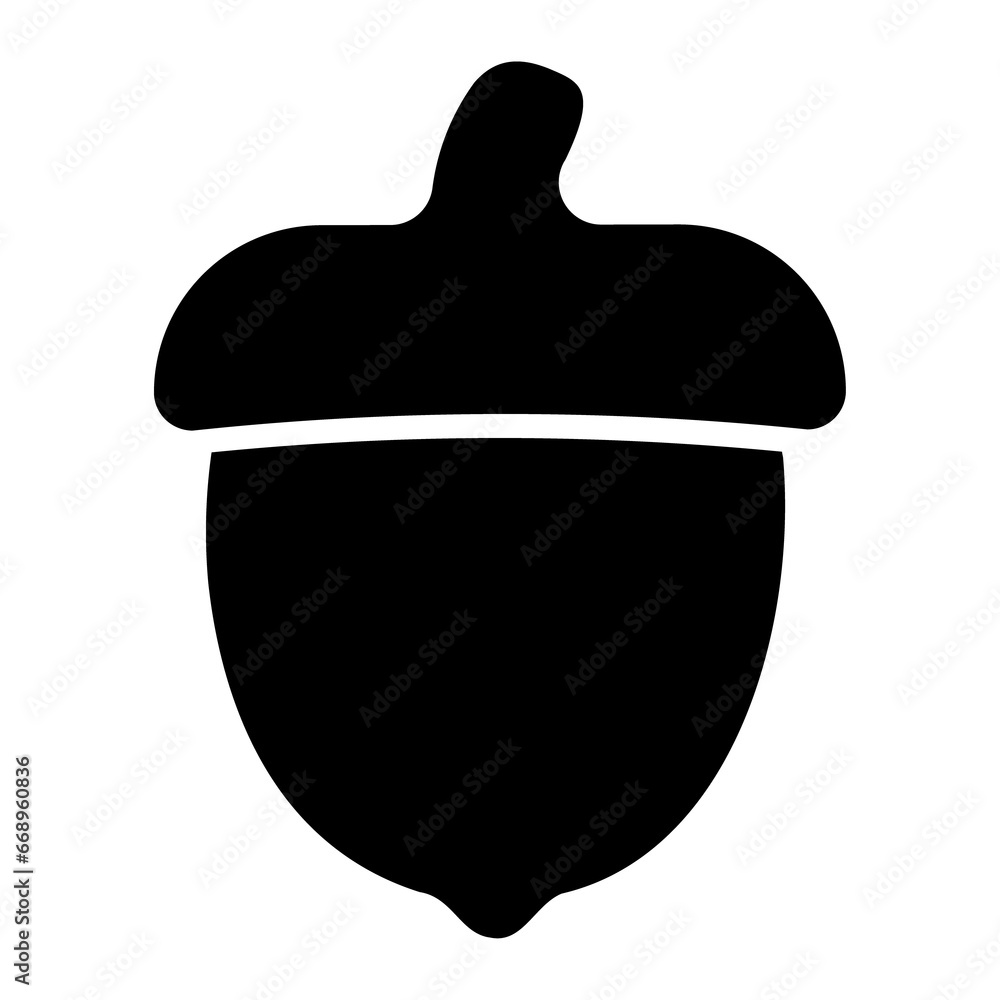 A large acorn symbol in the center. Isolated black symbol A large acorn symbol in the center. Isolated black symbol