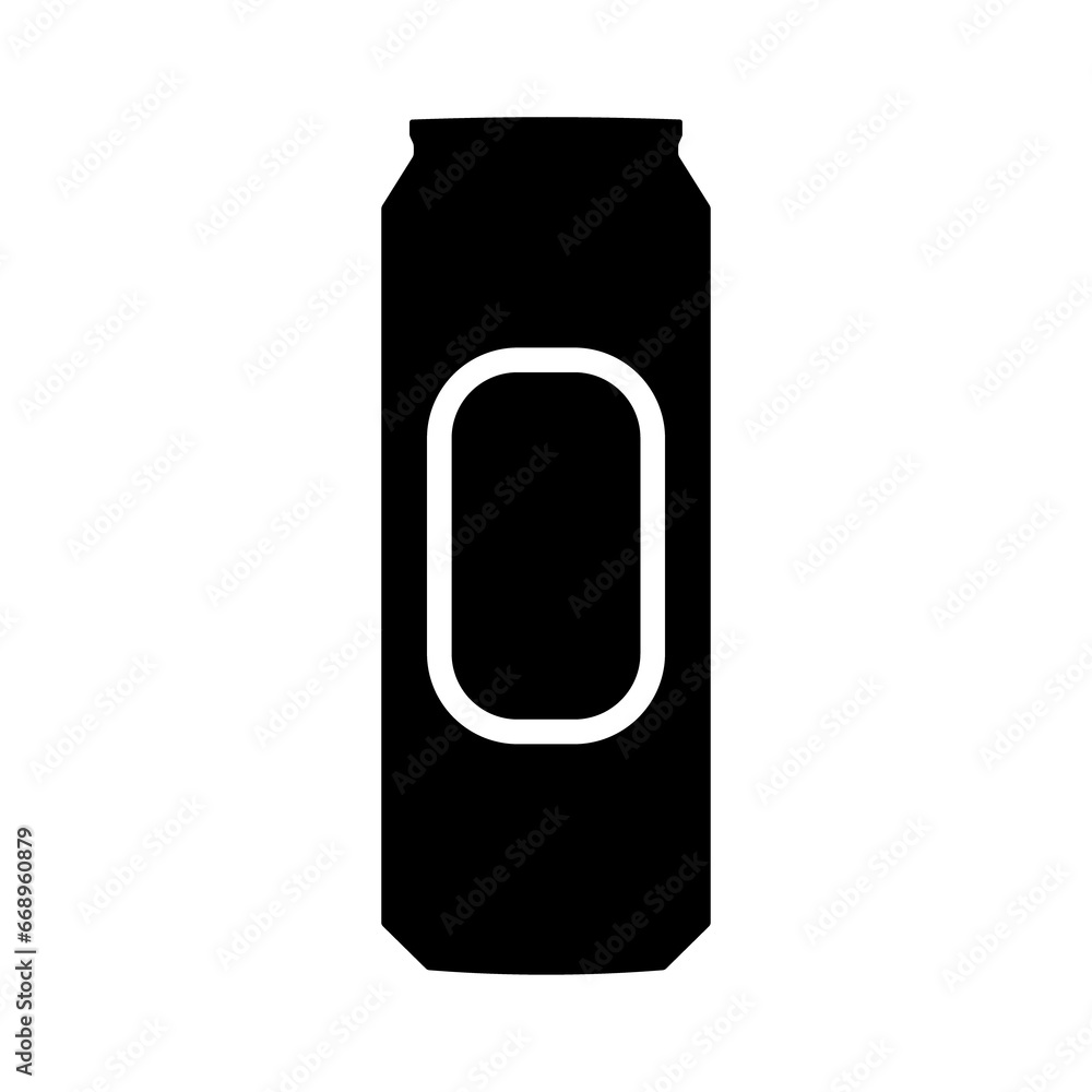 A large beer can symbol in the center. Isolated black symbol A large beer can symbol in the center. Isolated black symbol