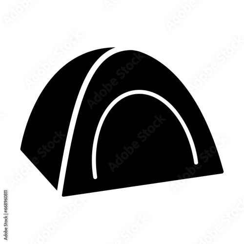 A large tourist tent in the center. Isolated black symbol