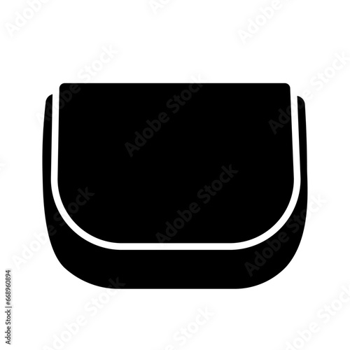 A large ladies handbag symbol in the center. Isolated black symbol