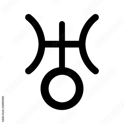 A large astrological uranus symbol in the center. Isolated black symbol photo