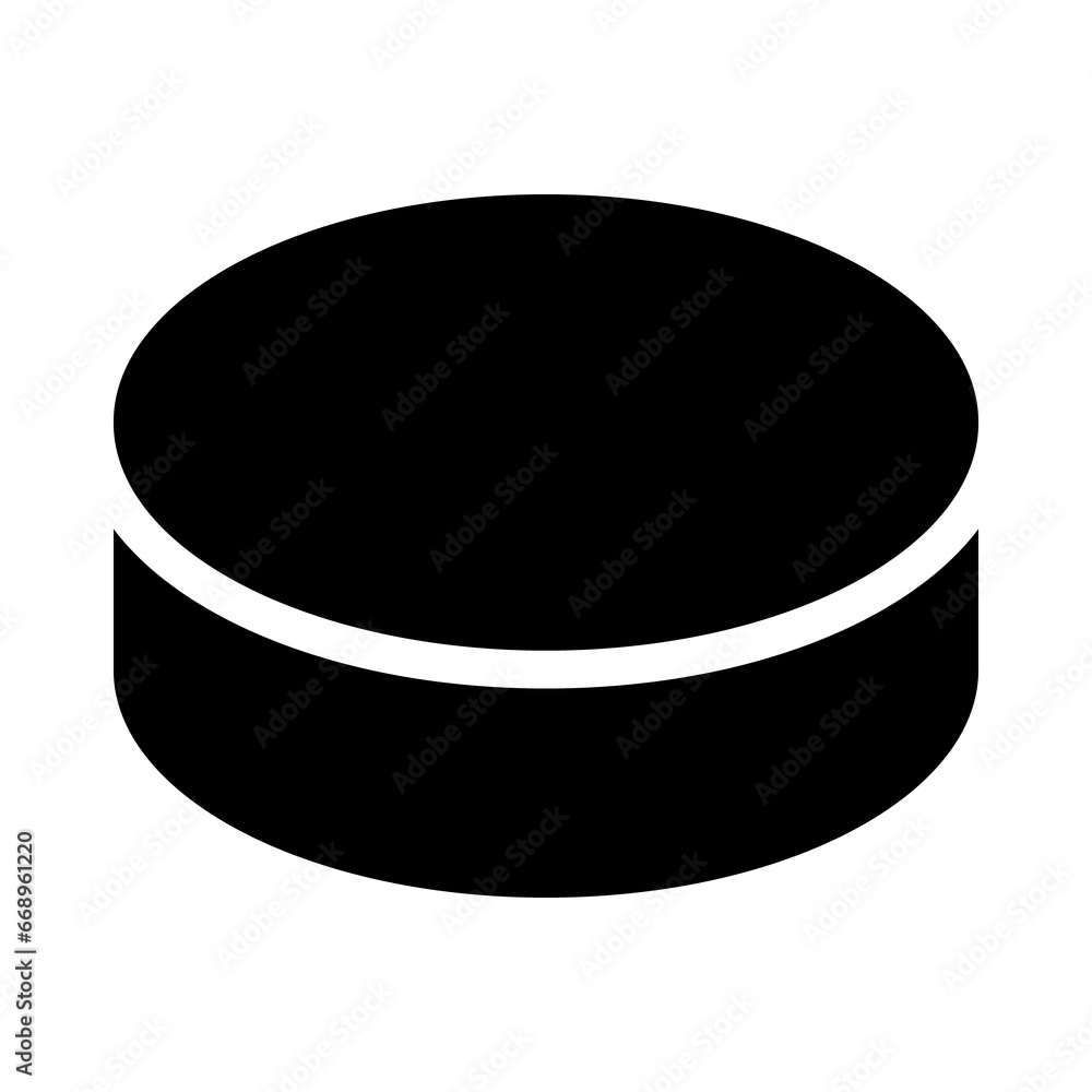 A large hockey puck in the center. Isolated black symbol A large hockey puck in the center. Isolated black symbol
