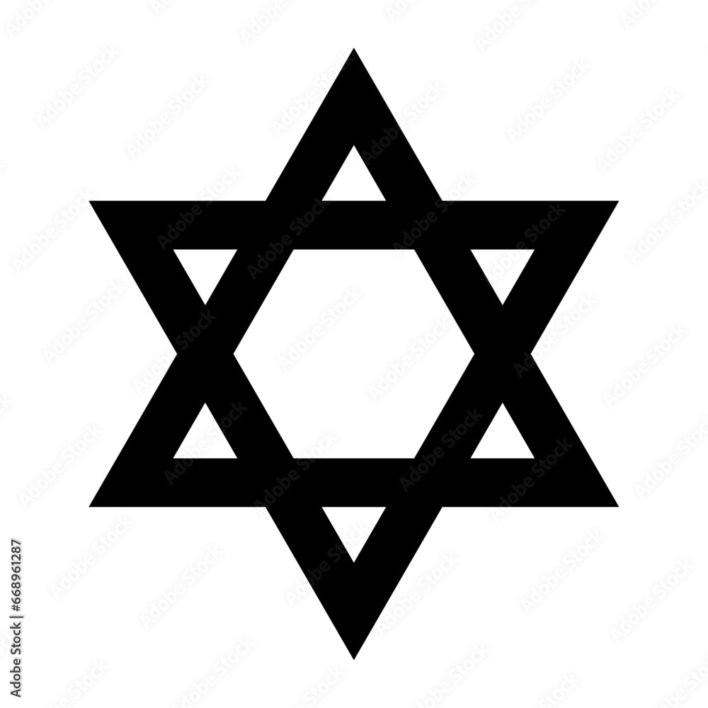 A large star of David symbol in the center. Isolated black symbol A large star of David symbol in the center. Isolated black symbol