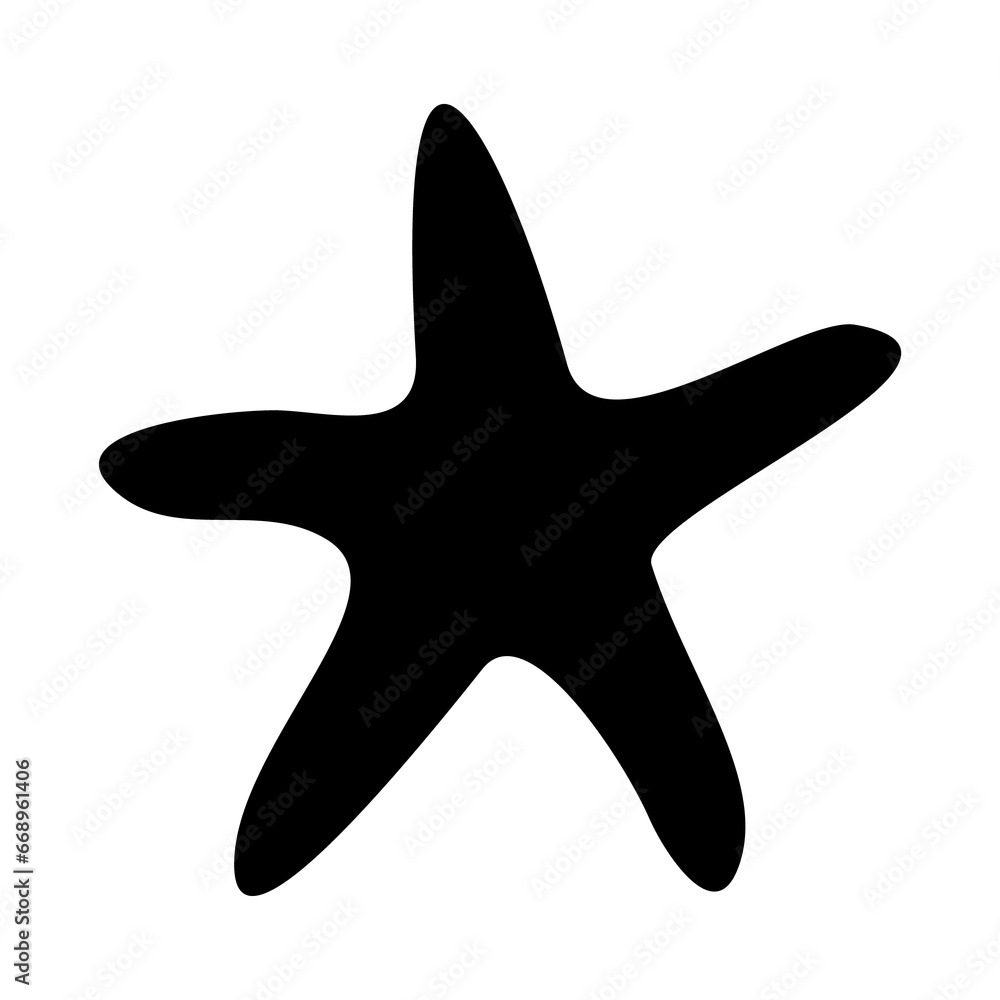 A large starfish symbol in the center. Isolated black symbol A large starfish symbol in the center. Isolated black symbol