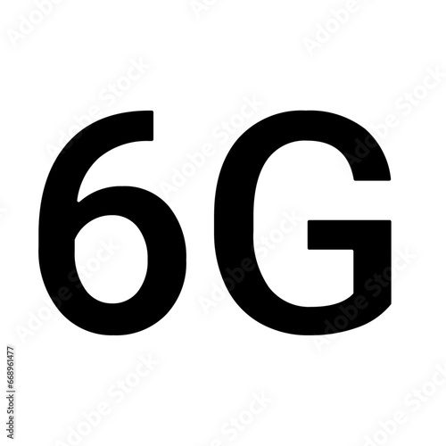 A large 6G symbol in the center. Isolated black symbol
