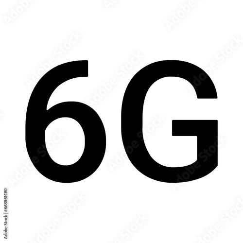 A large 6G symbol in the center. Isolated black symbol