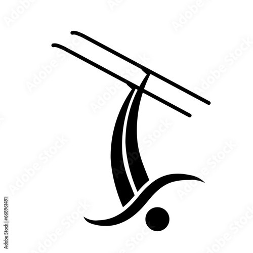 A large freestyle skiing symbol in the center. Isolated black symbol