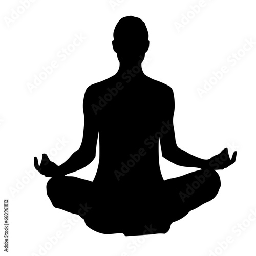 A large yoga symbol in the center. Isolated black symbol