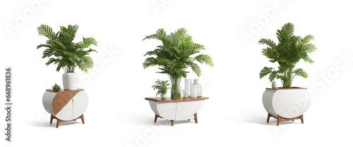 Assorted Retro, Vintage, and Modern Vases and Interior Plant Pot Furniture Cutouts in a Collection