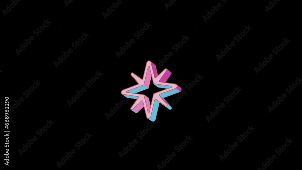 Bright star christmas icon is jumping merrily. Retro style. Alpha channel black. Looped from frame 120 to 240, Alpha BW at the end