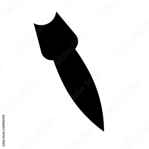 A large falling rocket symbol in the center. Isolated black symbol