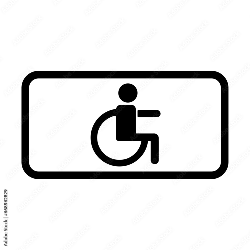 A large disabled road sign in the center. Isolated black symbol A large disabled road sign in the center. Isolated black symbol