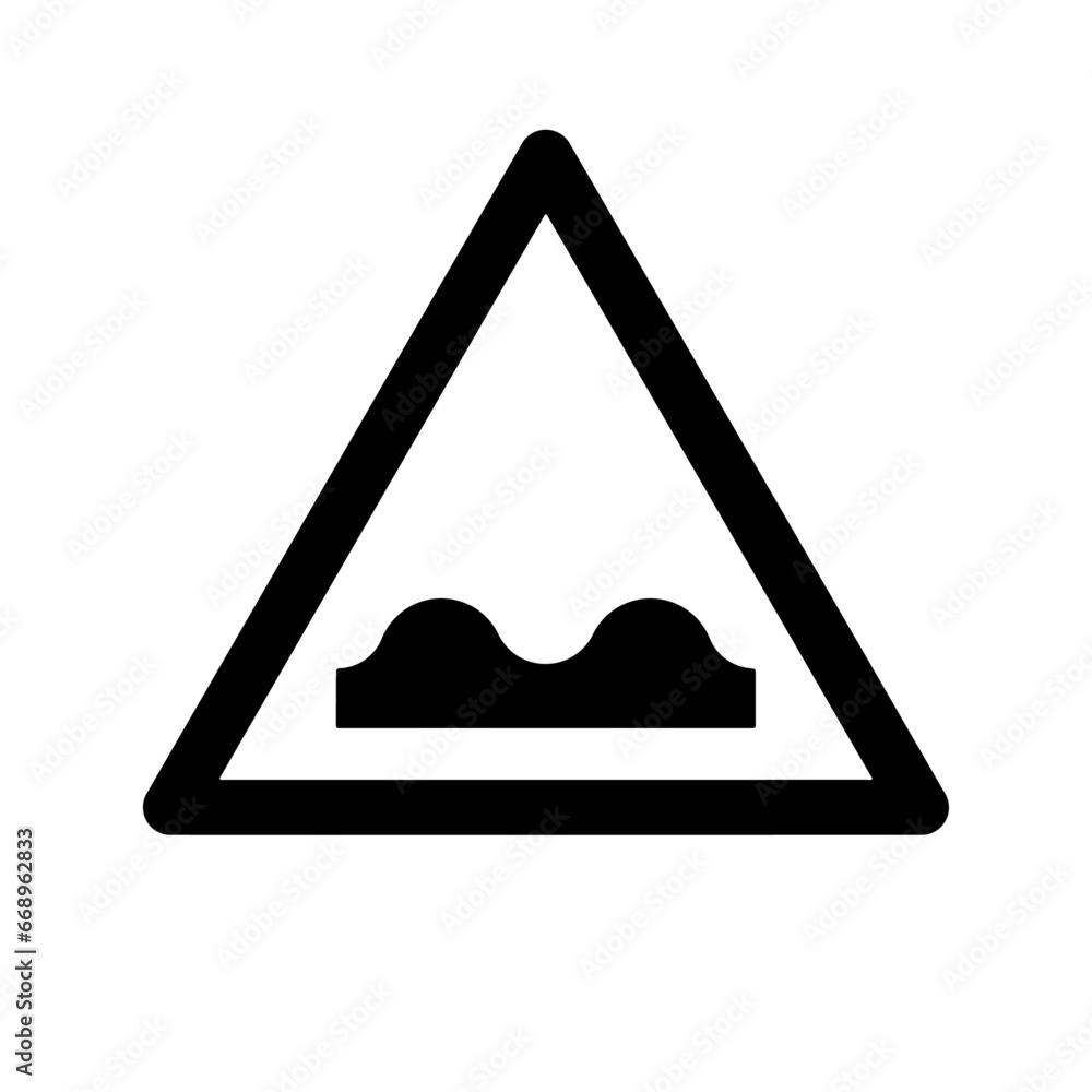 A large rough road sign in the center. Isolated black symbol A large rough road sign in the center. Isolated black symbol