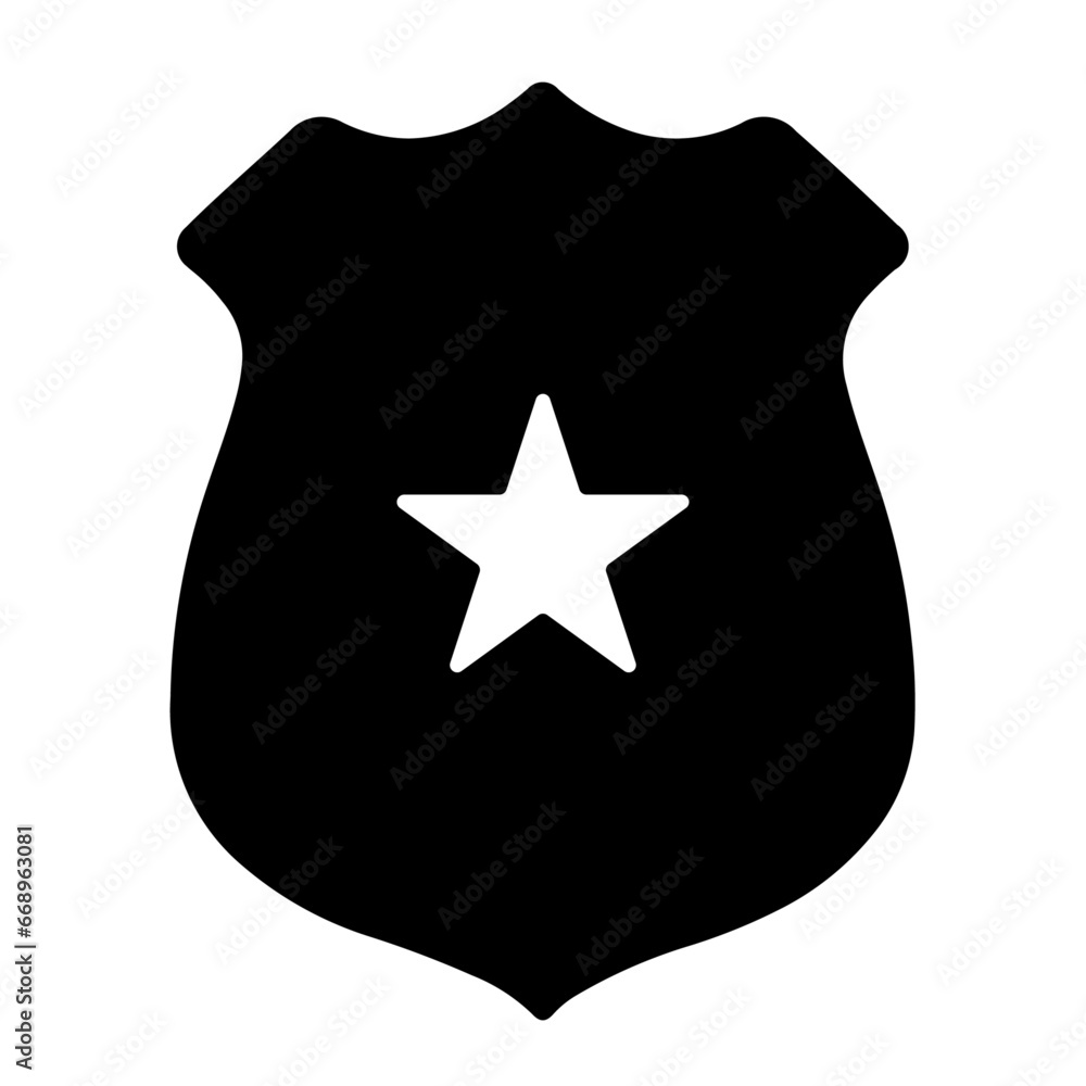 A large police badge symbol in the center. Isolated black symbol A large police badge symbol in the center. Isolated black symbol