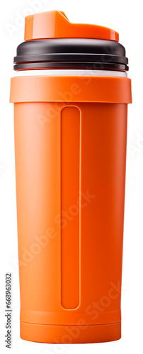 Orange shaker. Bottle, can for sports drink. Isolated on a transparent background. photo